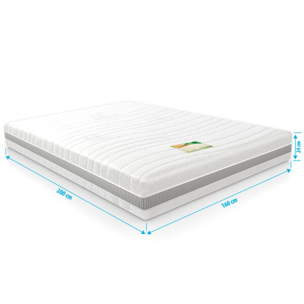 NASA traagschuim matras 160x200 cm met bamboe tijk, 24 cm dik, voorzien van 7 comfortzones, koudschuim onderlaag en uitstekende ventilatie voor optimaal slaapcomfort.