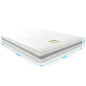 NASA traagschuim matras 180x210 cm met bamboe tijk, 24 cm dik, met 7 comfortzones, traagschuim toplaag en HR-koudschuim voor optimale ondersteuning, ventilatie en slaapcomfort.
