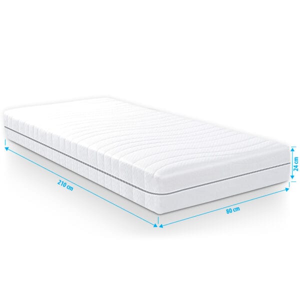 Pocketvering matras Luxor S380 80x210 cm, 24 cm dik, met 7 comfortzones en uitstekende ventilatie voor koel en ergonomisch slaapcomfort