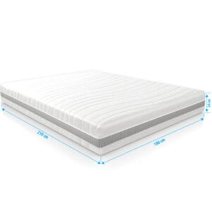 Matras 180x210 cm met koudschuim en 7 comfortzones, speciaal voor zwaardere personen tot 150 kg, met uitstekende ventilatie en ondersteuning voor rug, zij en buikslapers