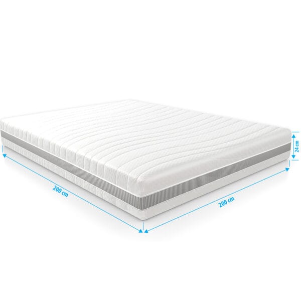 Matras 200x200 cm voor zware personen met koudschuim, 7 comfortzones en stevige pocketvering