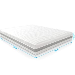 Matras 200x220 voor zwaardere personen tot 150 kg met 7 comfortzones en HR koudschuim, geschikt voor boxspring of verstelbare bodem