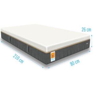 Zijaanzicht, matras ESLA Vitaal Gelfoam Pocketvering, grijze onderkant en witte bovenkant, afmeting 210x80x26 cm