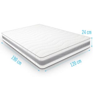 Bovenaanzicht diagonaal, koudschuimmatras INTENSOR, 120x190, dikte 24cm