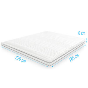 Extra lange gel foam topdekmatras 160x220 cm – zachte matrastopper met verkoelende gel voor verbeterd ligcomfort.
