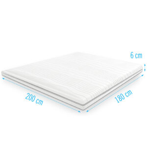 Comfortabele gel foam topper 180x200 cm, 6 cm dikte – verkoelend en drukverlagend topdekmatras voor een extra zacht slaapoppervlak.
