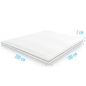Koudschuim topdekmatras 180x200 cm, 7 cm dik, luxe en ventilerende matrastopper voor extra ligcomfort en ondersteuning.