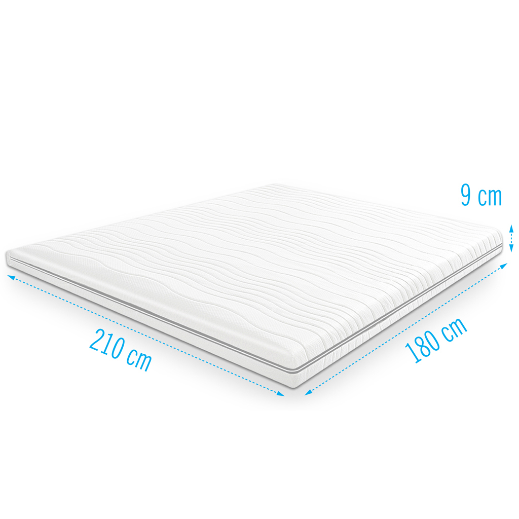 Koudschuim Topdekmatras/topper dikte 9 cm Koudschuim topdekmatras 180x210 cm, 9 cm dik, luxe matrastopper met optimale ventilatie en extra slaapcomfort.