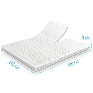 Split-topdekmatras koudschuim 140x190 cm – ademende topper met 9 cm dik koudschuim voor extra comfort, ondersteuning en ventilatie op verstelbare matrassen.