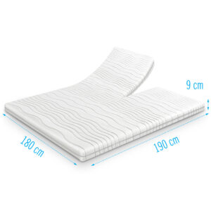 Koudschuim splittopper 180x190 cm – 9 cm dik topdekmatras met split, geschikt voor verstelbare bedden, ademend en anti-allergisch voor koel en comfortabel slaapcomfort.