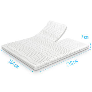 Koudschuim split-topdekmatras 180x210 cm met 7 cm dikte, speciaal ontworpen voor verstelbare bodems, met ventilerende structuur en golvend stiksel.