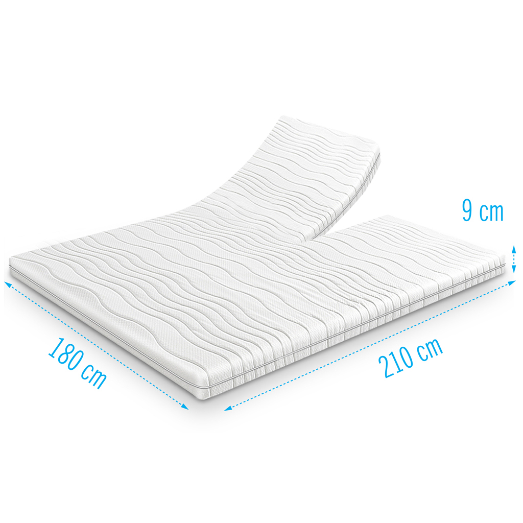 Koudschuim splittopper dikte 9 cm Koudschuim splittopper 180x210 cm – ventilerend topdekmatras van 9 cm dik met split voor verstelbare bedbodems