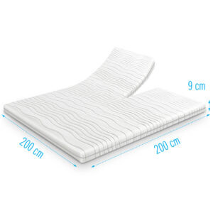 Split-topdekmatras koudschuim 200x200 cm – verstelbare topper met 9 cm dik koudschuim voor een veerkrachtig, ventilerend en naadloos ligcomfort op elektrische boxsprings.
