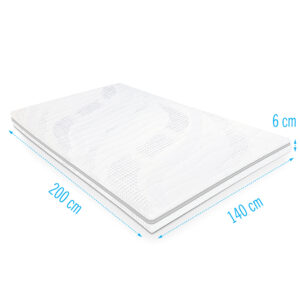 Koudschuim topdekmatras Sezar 140x200 cm, 6 cm dik, ademend en veerkrachtig voor extra ondersteuning en comfortabel slaapcomfort.