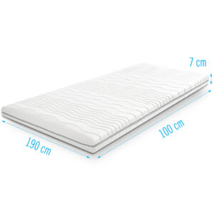 Traagschuim NASA topdekmatras 100x190 cm, 7 cm dik, comfortabele matrastopper met drukverlagend traagschuim voor betere ondersteuning en slaapcomfort.