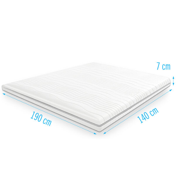 NASA traagschuim topdekmatras 140x190 cm, 7 cm dik, luxe matrastopper met drukverlagend traagschuim voor extra comfort en optimale ondersteuning.