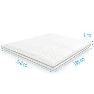 Traagschuim NASA topdekmatras 180x210 cm, 7 cm dik, comfortabele matrastopper met drukverlagend memory foam voor betere ondersteuning en slaapcomfort.