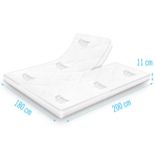 Traagschuim splittopper Tencel Deluxe 180x200 cm, 11 cm dik, comfortabel en ademend