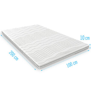 Harde topdekmatras 100x200 dikte 10 cm, stevige koudschuim topper, hard ligcomfort en wasbare hoes