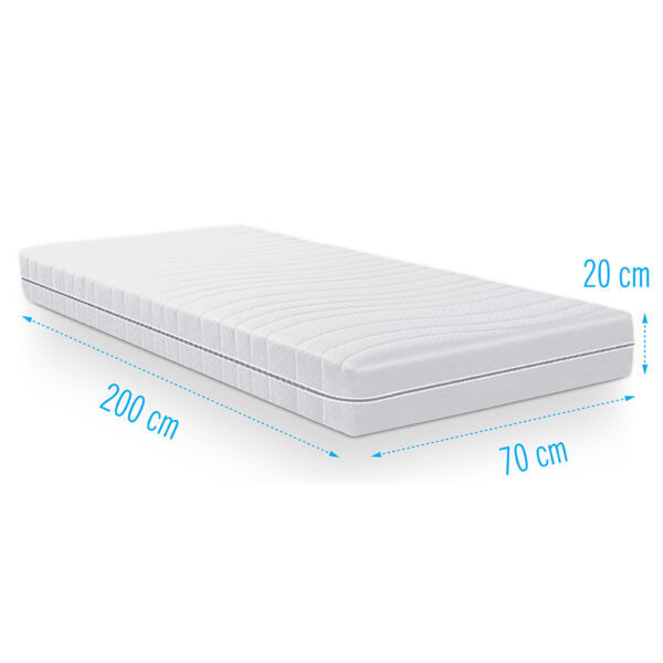 Koudschuimmatras Multiflex 70x200 cm met 20 cm dikte, smal eenpersoonsmatras voor compacte bedden of kleine slaapkamers