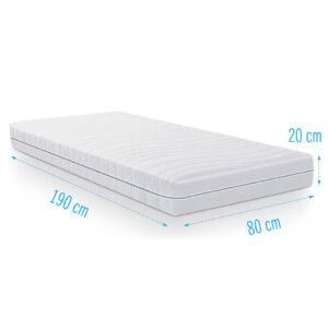 Koudschuimmatras Multiflex 80x190 cm met 20 cm dikte en compact eenpersoonsmatras voor klein bedformaat