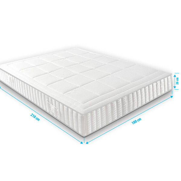 Matras gel foam bamboe Infinity Airmaxx 180x210 cm 25 cm dik, extra lang matras met pocketvering en drukverlagend gelfoam