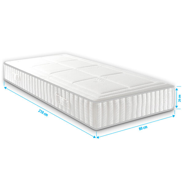 Matras gel foam bamboe Infinity Airmaxx 80x210 cm 25 cm dik, extra lang eenpersoonsmatras met drukverlagend gelfoam en antiallergische bamboe hoes