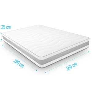 Matras 160x190 Pocketvering 7 Comfort Zilver 25 cm dik, tweepersoons matras met 7 zones, ademende hoes en uitstekende luchtcirculatie