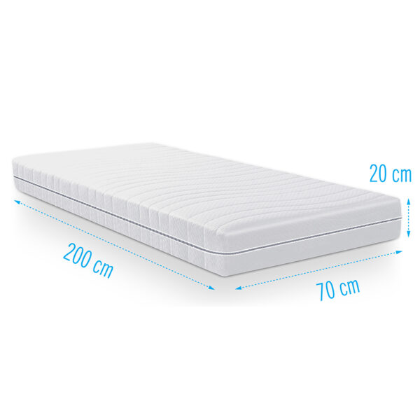 Matras pocketvering Pocketstar 300 70x200 cm, 21 cm dik, compact eenpersoonsmatras met 7 comfortzones en antiallergische eigenschappen.