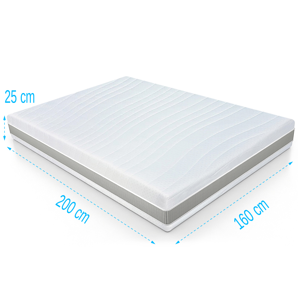 Pocketvering matras 7 Comfort Maxim 160x200 dikte 25cm Matras 160x200 Pocketvering 7 Comfort Zilver 24 cm dik, stevig pocketveermatras met koudschuim afdeklaag en optimale ventilatie