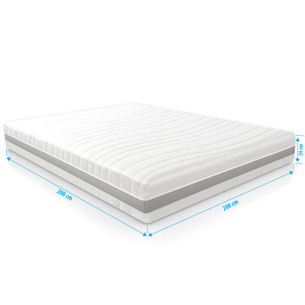 Pocketvering matras 7 comfort Optimum 200x200 cm, 24 cm dik, ruim tweepersoonsmatras met stevige pocketvering en drukverlagend comfort