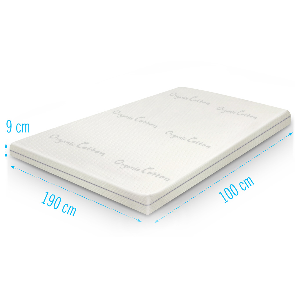 Topper-Organic-Cotton-Koudschuim-100x190 Topdekmatras 100x190 Organic Cotton koudschuim 9 cm dik, koudschuim topper 9 cm dik met medium comfort en antiallergische eigenschappen
