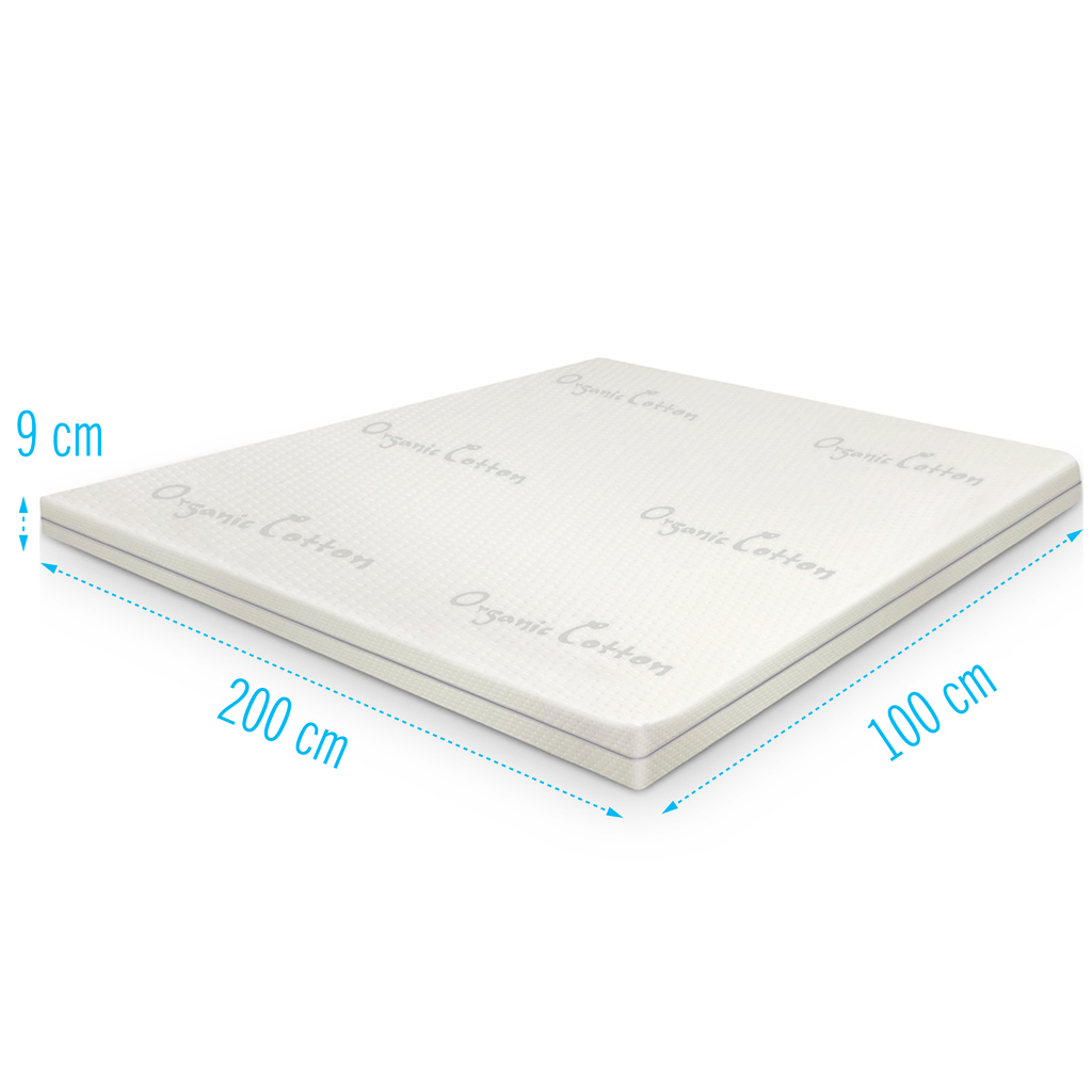 Topper-Organic-Cotton-Koudschuim-100x200 Topdekmatras 100x200 Organic Cotton koudschuim 9 cm dik, ventilerende topper met organic cotton hoes en flexibel koudschuim