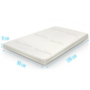 Topdekmatras 90x190 Organic Cotton koudschuim 9 cm dik, ventilerend topdekmatras met organic cotton hoes en soepel ligcomfort