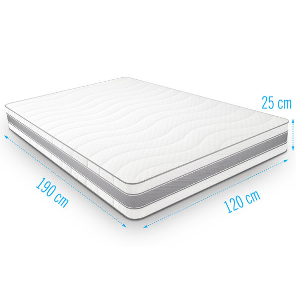 Medimax traagschuim matras 120x190 cm, 25 cm dik, drukverlagend en ondersteunend voor comfortabel slapen.