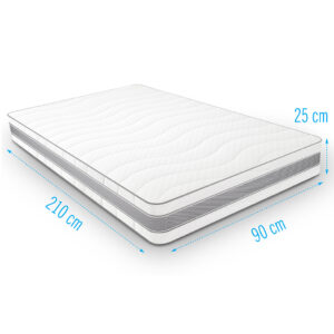 Medimax traagschuim matras 90x210 cm, 25 cm dik, ergonomisch comfort met optimale drukverlichting voor een goede nachtrust.