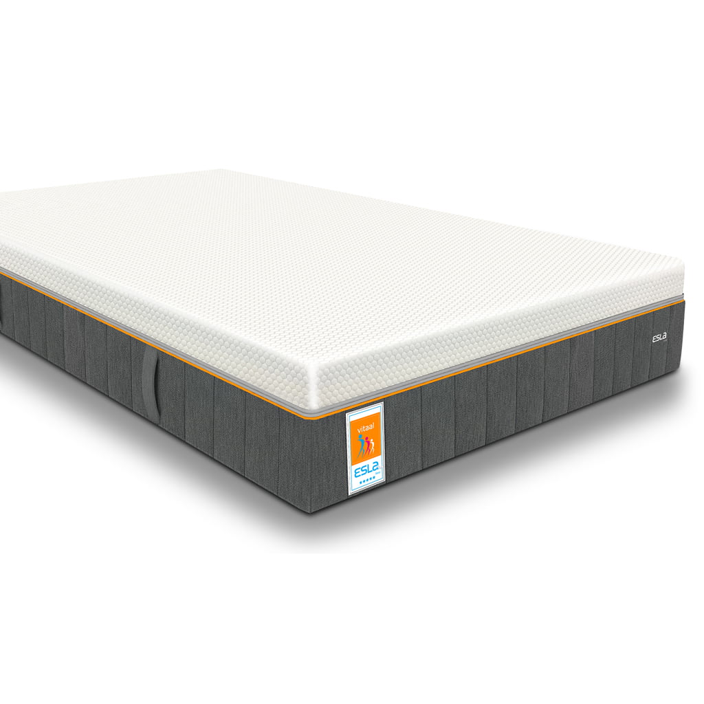 ESLA-vitaal zijaanzicht op dik matras met afmetingen