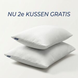 Kussen droomwolk twee op elkaar met de tekst NU 2e KUSSEN GRATIS